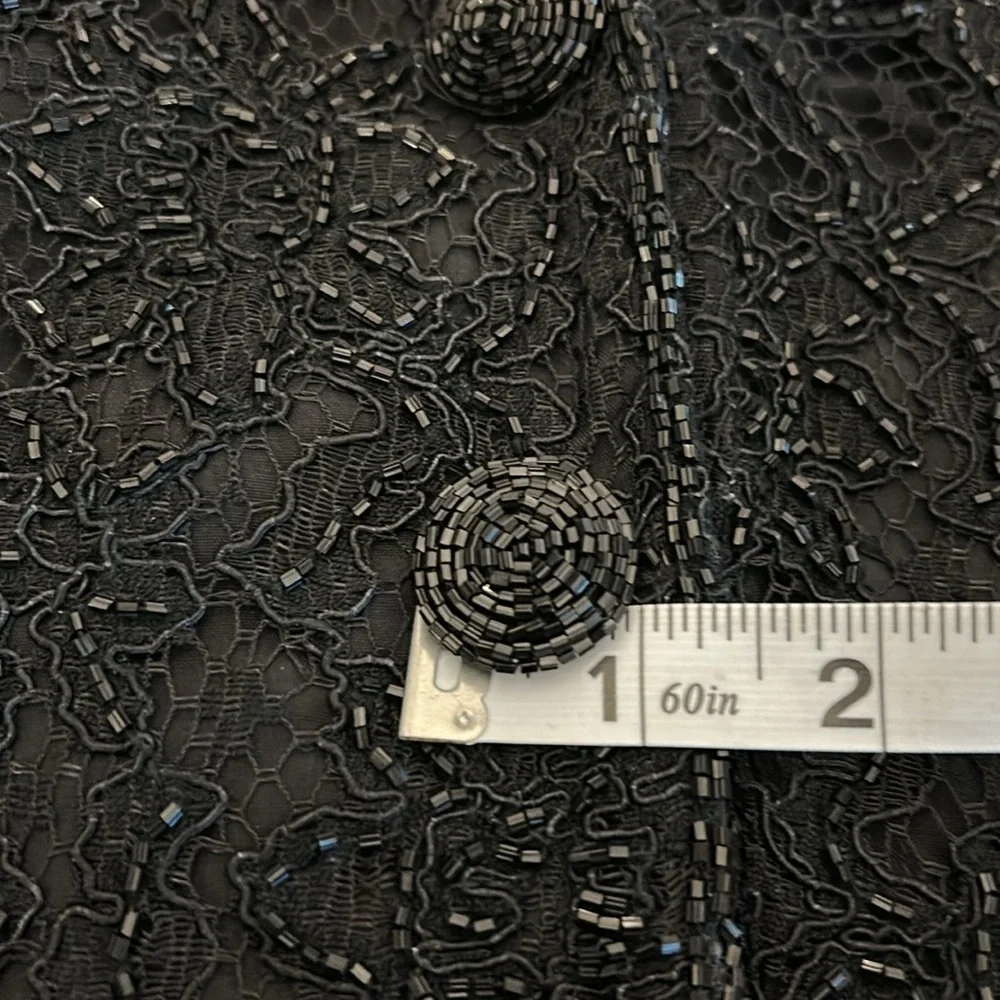 Carmen Marc Valvo for Henri Bendel gorgeous Black lace beaded evening jacket sz8 - Picture 14 of 16
